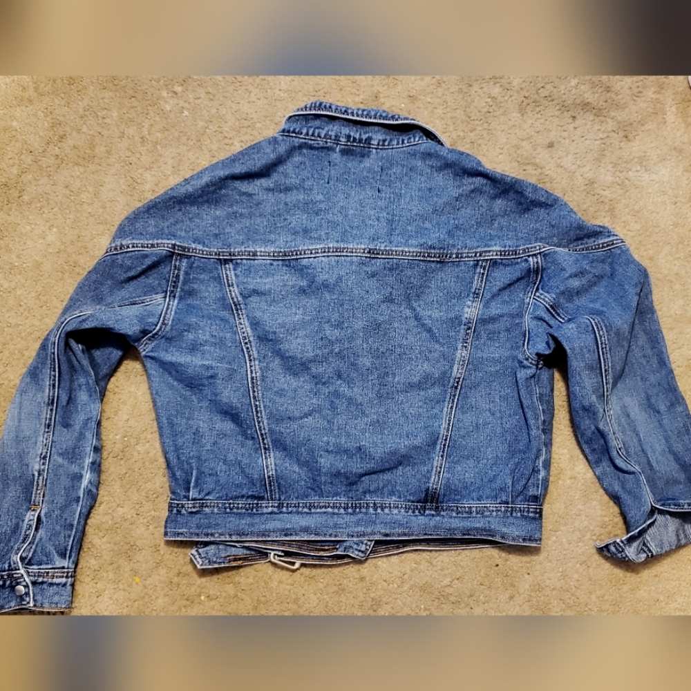 FASHION NOVA CROPPED DENIM BELTED JACKET - Picture 3 of 5